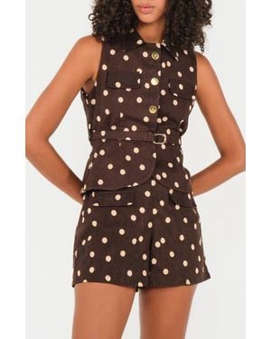 The Lulo Project Stellas Belted Sleeveless Button-Up Shirt - Black