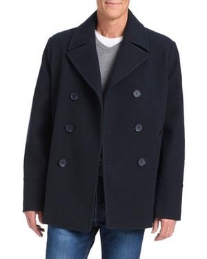 Vince Camuto Double Breasted Water Resistant Coat - Blue
