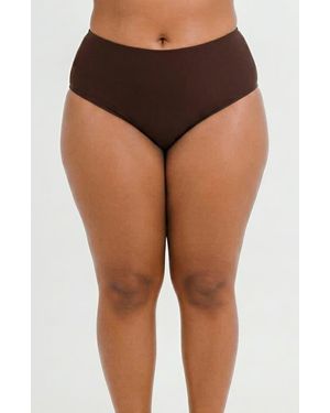 Calypsa Plus Size High-Waisted Bikini Bottom - Brown