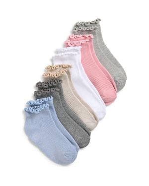 Capelli New York Kids' Metallic Lettuce Edge Assorted 6-Pack Ankle Socks - Gray