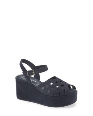 Cordani Jaymie Ankle Strap Peep Toe Platform Wedge Sandal - Blue