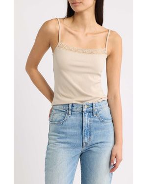 Mango Blondi Lace Trim Ribbed Camisole - Natural