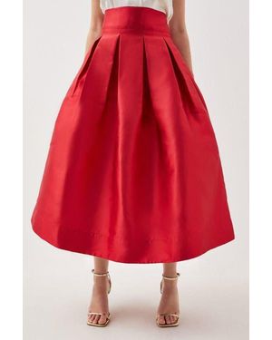 Karen Millen Twill Woven Prom Maxi Skirt - Red