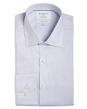STANTT Contemporary Fit Wrinkle Resistant Cotton Dobby Dress Shirt - Blue