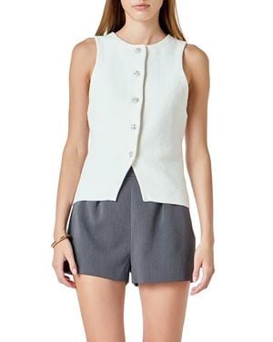 Endless Rose Cotton Blend Knit Vest - Blue