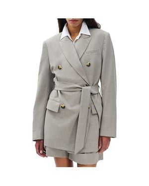 Rag & Bone Virginia Tie Waist Double Breasted Blazer - Gray
