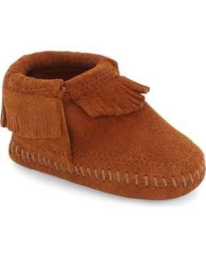 Minnetonka 'Riley' Fringe Suede Bootie - Brown