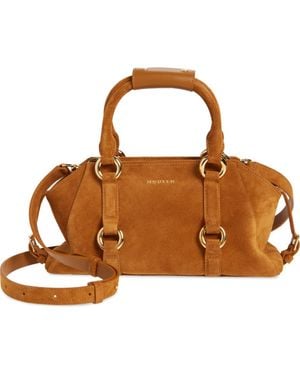 McQueen Small Farringdon Suede Satchel - Brown