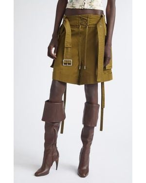 McQueen Oversize Cotton Twill Cargo Shorts - Green