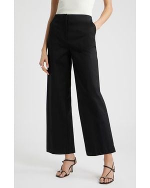 Nordstrom High Waist Stretch Cotton Wide Leg Pants - Black