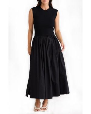Brave+True Daphne Sleeveless Mixed Media Dress - Black