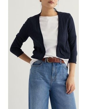 Seasalt Cornwall Vanessa Open Front Organic Cotton Crop Cardigan - Blue