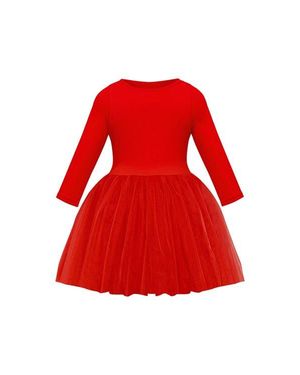 Mini Celebrities Cotton Tulle Dress - Red