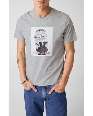 Guess X Minions Photo Cotton Graphic T-Shirt - Gray