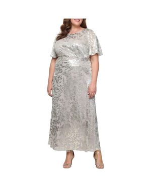 Sl Fashions Foil Border Gown - Gray