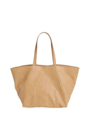 Alexander Wang Punch Logo Crinkled Leather Tote - Brown