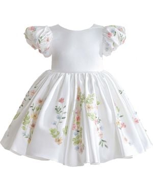 Tulle Kiara Floral Embroidered Dress - White