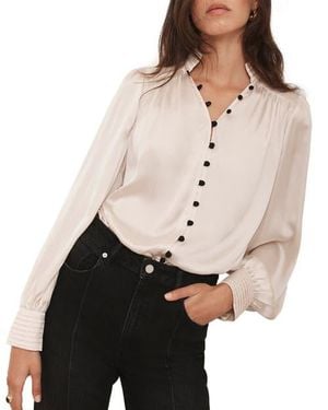 Mint Velvet Contrast Satin Blouse - Natural