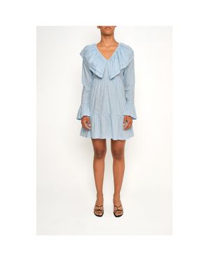The Lulo Project Wings Of The West Floral Long Sleeve Stretch Cotton Dress - Blue