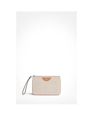 Aviteur Canvas Leather Trim Travel Pouch - Natural