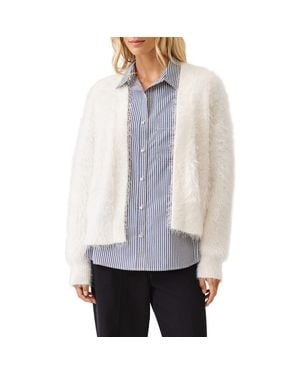 Karen Kane Open Front Fuzzy Knit Cardigan - Gray
