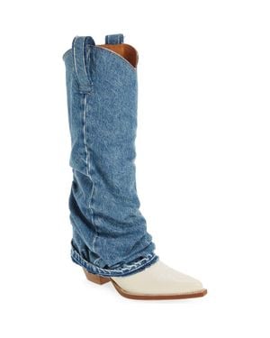 R13 Denim Sleeve Western Boot - Blue