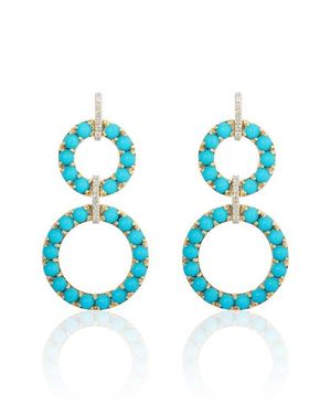 Goshwara Cabochon & Diamond Circle Drop Earrings - Blue