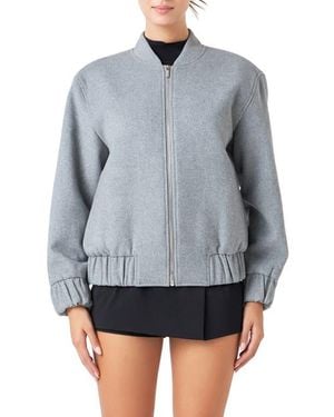 Endless Rose Oversize Wool Blend Bomber Jacket - Gray