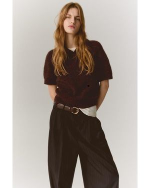 H&M Alpaca-Blend Polo Shirt - Brown