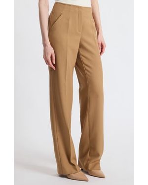 Santorelli Della Crepe Straight Leg Pants - Natural