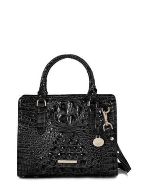 Brahmin Cami Croc Embossed Leather Satchel - Black