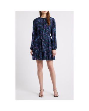 Cloth & Stone Floral Belted Tiered Minidress - Blue