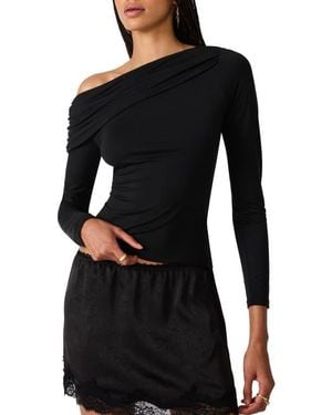 Steve Madden Ryder Off The Shoulder Knit Top - Black