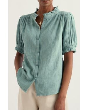 Seasalt Cornwall Shore Patch Organic Cotton Button-Up Top - Green