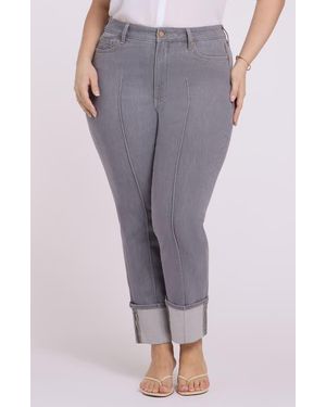 NYDJ Marilyn Cuffed Pintuck Straight Leg Jeans - Gray
