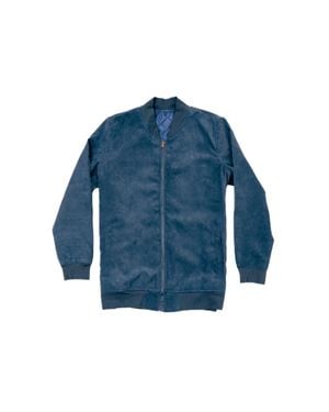 Dapper Boi Microfiber Suede Bomber Jacket - Blue