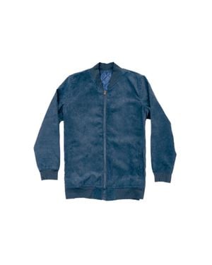 Dapper Boi Microfiber Suede Bomber Jacket - Blue