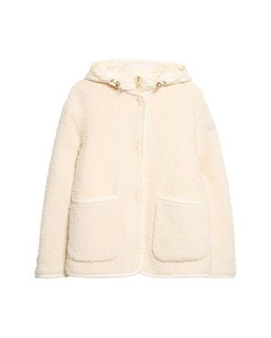 Moncler Hylesine Hooded Wool & Cotton Blend Bouclé Coat - Natural