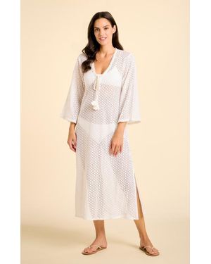 Sitano Sorrento Bell Sleeve Maxi Crochet Cover-Up - Natural