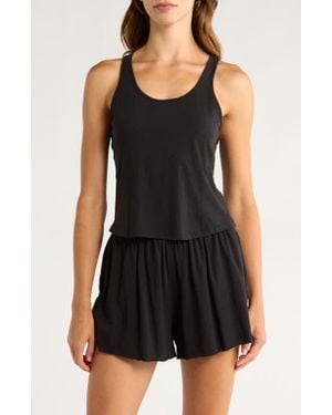Lunya Organic Pima Cotton Curve Hem Tank - Black