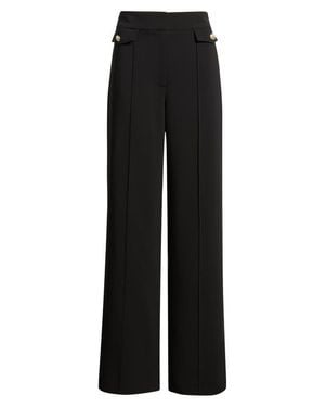 Tahari The Isla Seamed High Waist Straight Leg Pants - Black