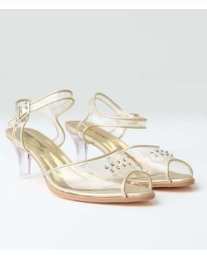 Unique Vintage 1940's Rhinestone Kitten Heels - Metallic