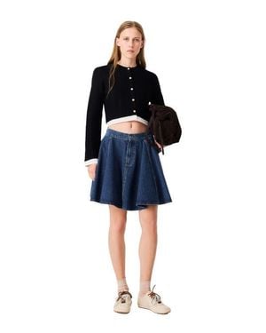 Maje Cardigan With Contrast Band - Blue