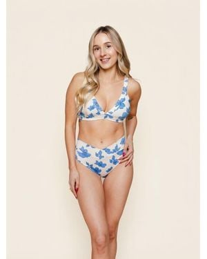 Kitty and Vibe Banded Triangle Bikini Top - Blue