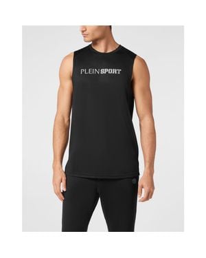 Philipp Plein Reflective Tank Top Round Neck - Black