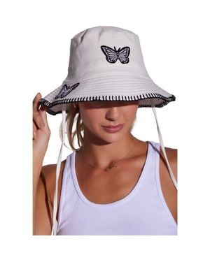 Lauren Moshi Aria & Butterfly Bucket Hat - White