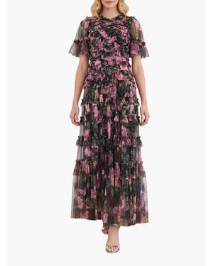 Needle & Thread Rose Vine Round Neck Gown - Multicolor