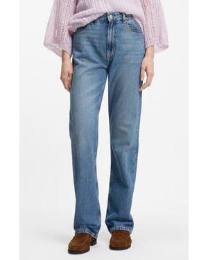 BOSS Ada High Waist Wide Leg Jeans - Blue