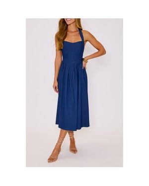 Vici Collection Kylie Denim Halter Midi Dress - Blue