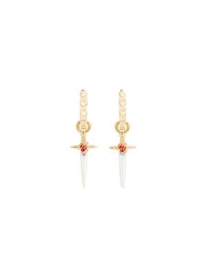 Fable England Rose & Dagger Huggie Earrings - Metallic